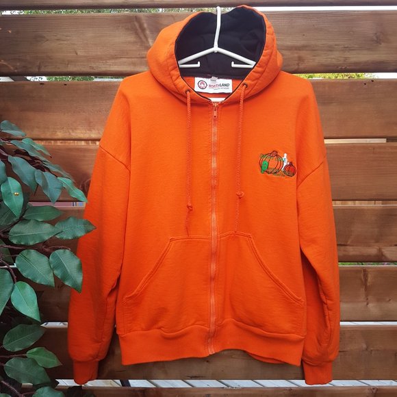 Vintage Smoky Lake Pumpkin Festival Hoodie Medium US M Full Zip Alberta Smokey - Picture 9 of 9